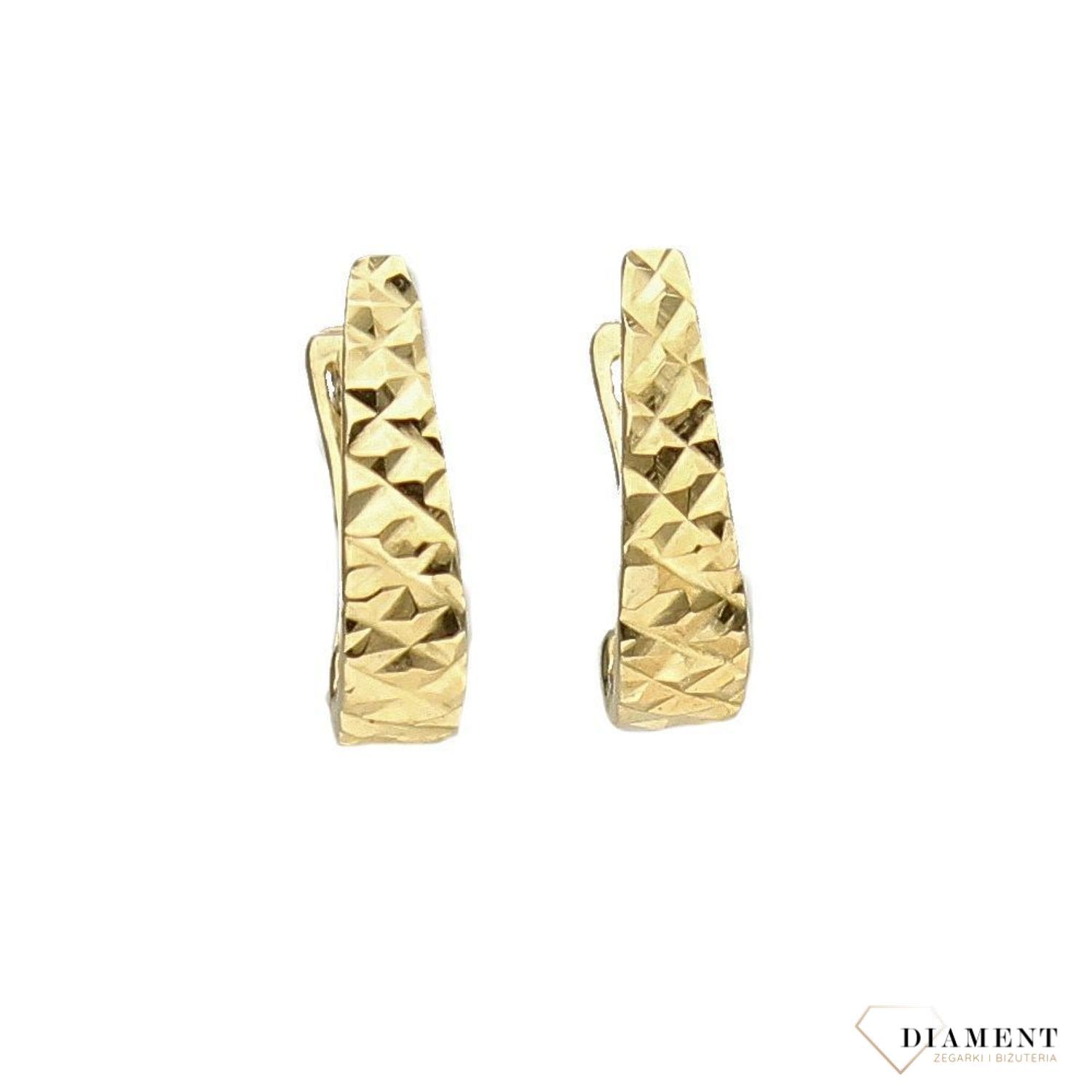 Złote kolczyki dla dziewczynki grawerowane 0,8 cm KL 5188 333.jpg